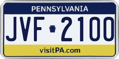 PA license plate JVF2100