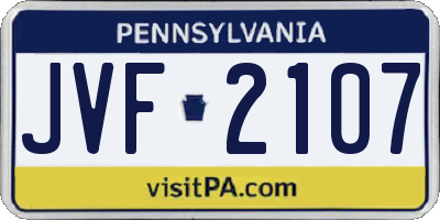 PA license plate JVF2107