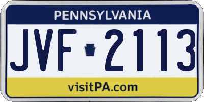PA license plate JVF2113