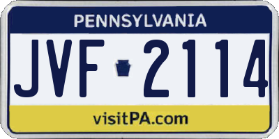 PA license plate JVF2114