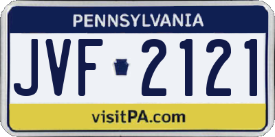 PA license plate JVF2121