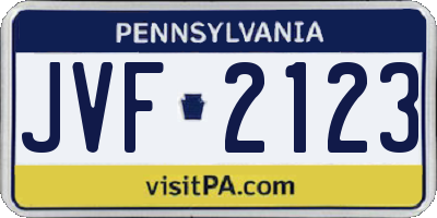 PA license plate JVF2123