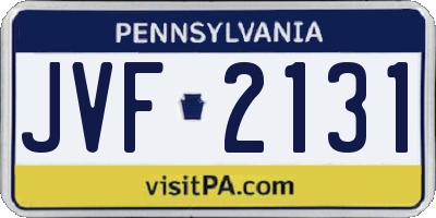 PA license plate JVF2131