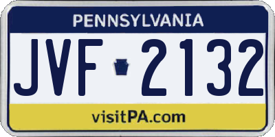 PA license plate JVF2132
