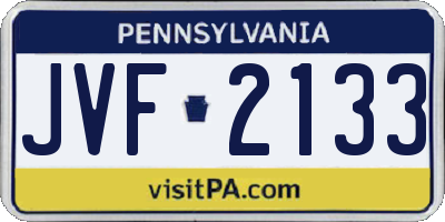 PA license plate JVF2133