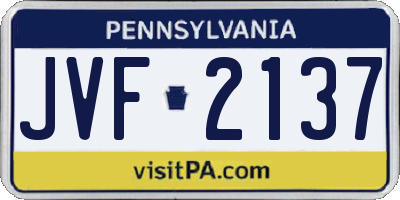 PA license plate JVF2137