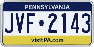 PA license plate JVF2143