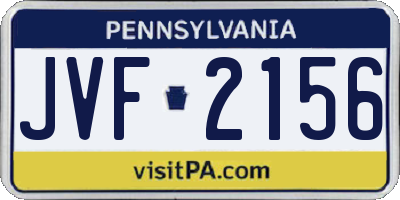 PA license plate JVF2156