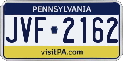 PA license plate JVF2162