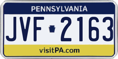 PA license plate JVF2163