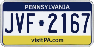 PA license plate JVF2167