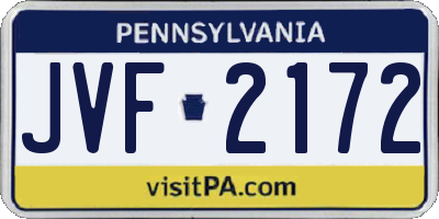 PA license plate JVF2172