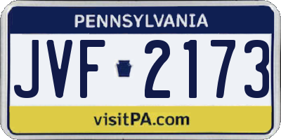 PA license plate JVF2173