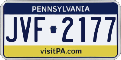 PA license plate JVF2177