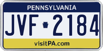 PA license plate JVF2184