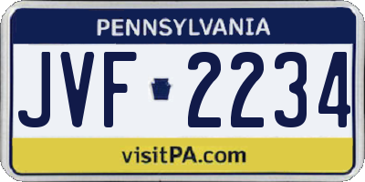 PA license plate JVF2234