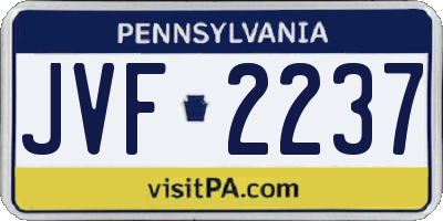 PA license plate JVF2237