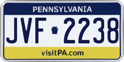 PA license plate JVF2238