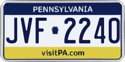 PA license plate JVF2240