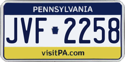 PA license plate JVF2258