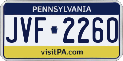 PA license plate JVF2260