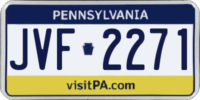 PA license plate JVF2271