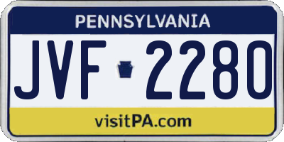 PA license plate JVF2280