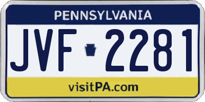 PA license plate JVF2281