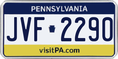 PA license plate JVF2290