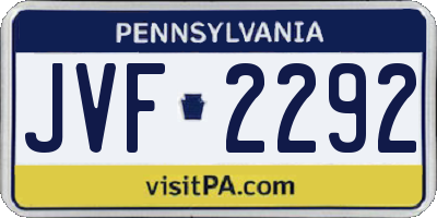PA license plate JVF2292
