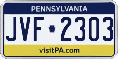 PA license plate JVF2303