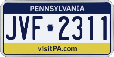PA license plate JVF2311