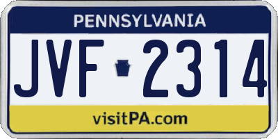 PA license plate JVF2314