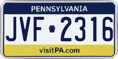 PA license plate JVF2316