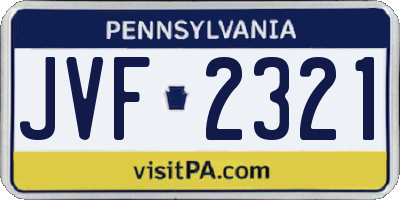 PA license plate JVF2321