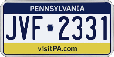 PA license plate JVF2331