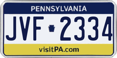 PA license plate JVF2334