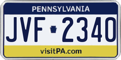 PA license plate JVF2340