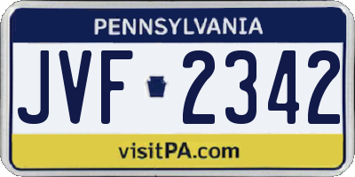 PA license plate JVF2342