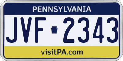 PA license plate JVF2343