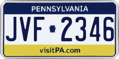 PA license plate JVF2346