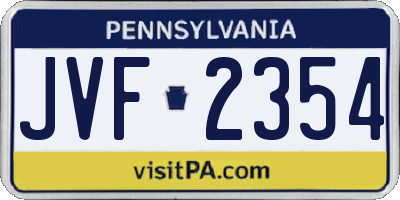 PA license plate JVF2354