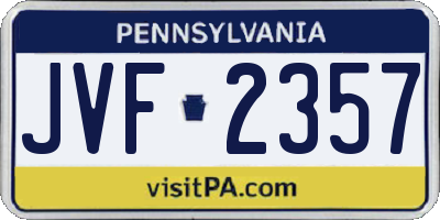 PA license plate JVF2357