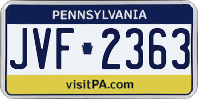 PA license plate JVF2363
