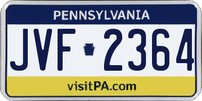 PA license plate JVF2364