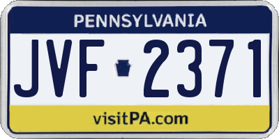 PA license plate JVF2371