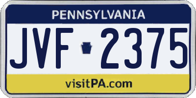 PA license plate JVF2375