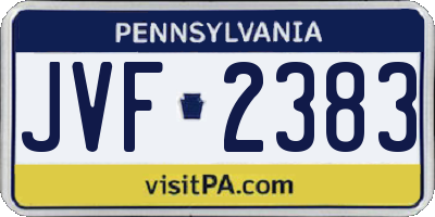 PA license plate JVF2383