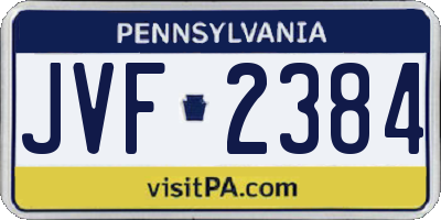 PA license plate JVF2384