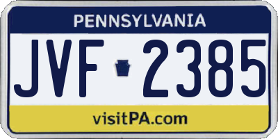 PA license plate JVF2385